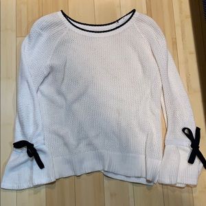 Women’s sweater, white with bell sleeves and bows